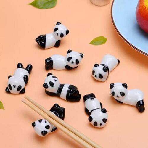8pcs/set Ceramic Cute Panda Shape Chopstick Rest Stand Health Chopstick Rack Shelf Holder Kitchen Tableware Table Decoration