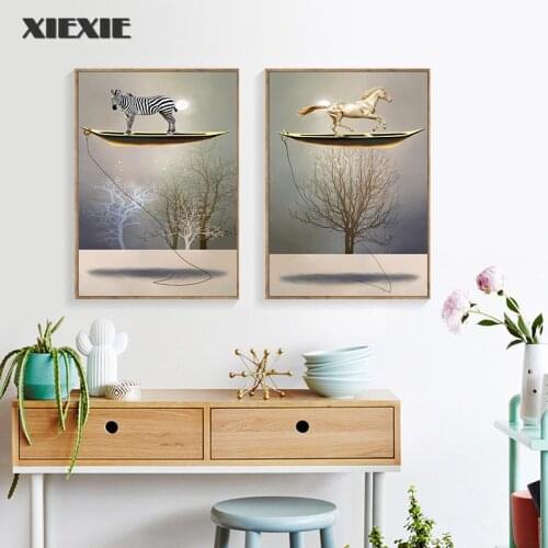 Abstract Animal Tree Canvas Painting Nordic Wall Art Posters and Prints Picture Gallery for Living Room Interior Home Decor