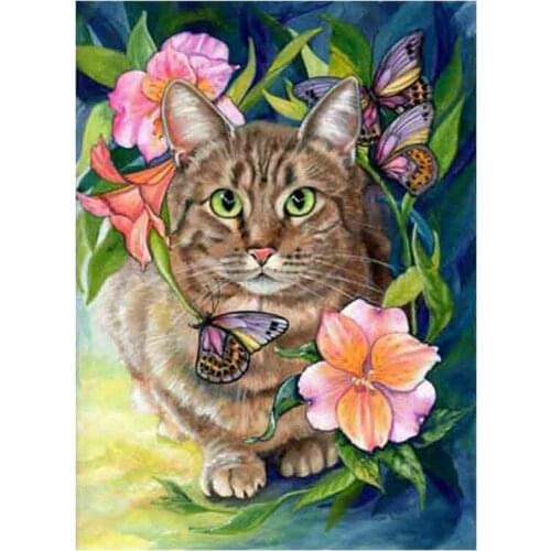Kexinzu Full Square Round Drill 5D DIY Diamond Painting "Animal Cat" 3D Embroidery Cross Stitch Mosaic Home Decor Gift