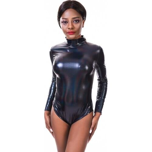 Turtleneck Long Sleeve Bodysuit Women Spring Autumn Sexy Body Top Casual Solid Lady Nightclub Party Stage Bodysuits Plus Size