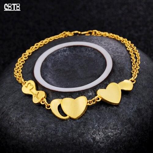 Muslim Woman Gold Heart-shaped Bracelet DIY Original Design Jewelry Wedding Bride Adjustable Bracelet Birthday Gift Wholesale