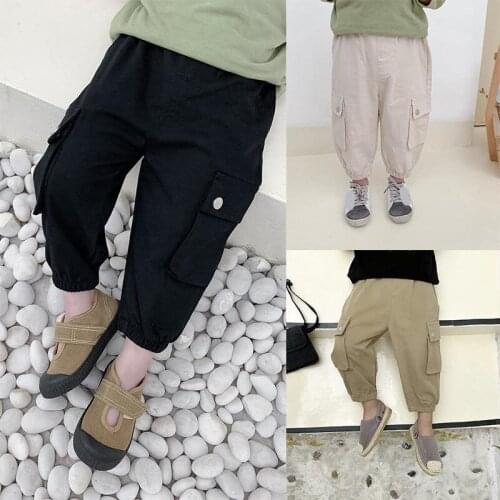 Baby Boy Pants Fashion Kids Clothes autumn Spring children Trousers for boys cargo pants solid toddlers black khaqi