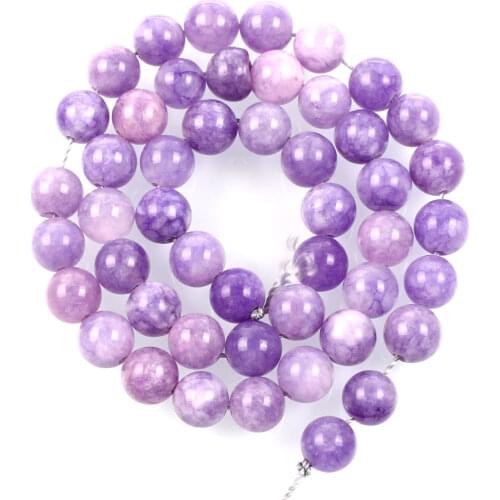 Natural Stone Beads Light Purple Pattern Marble Loose Beads for Jewelry Making Needlework DIY Bracelet Strand 4-12 MM