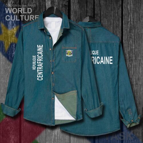 Central African Republic Centrafrique CAF CA Jacket Men Clothes Autumn Turn-down Jeans Shirt Long Sleeve Cowboy Coat new Tops 20