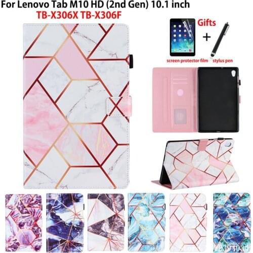 Case For Lenovo Tab M10 HD 2nd Gen TB-X306F TB-X306X 10.1" Cover Funda Tablet Auto Wake Marble Pattern Stand Shell Coque +Gift