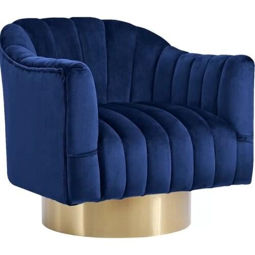 Leisure Blue Fabric Velvet Accent Living Room Sofa Chair Fancy Single Nordic Sofa