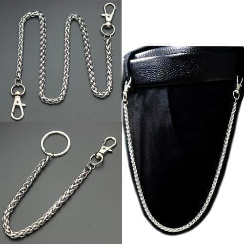 Stainless Steel Long Metal Wallet Chain Leash Pant Jean Keychain Ring Clip Mens Hip Hop Jewelry