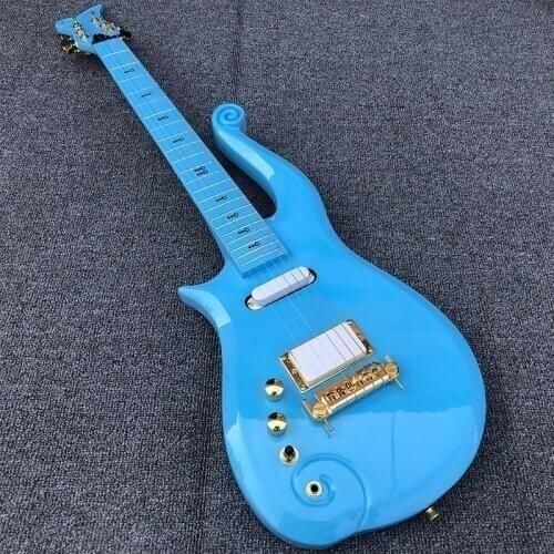 High-quality 6-string left-handed Wang Ziyun electric guitar, blue, purple, gold accessories, package freight