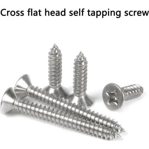 Phillips Flat Head Tapping Long Wood Screw KA Stainless steel Cross Countersunk Head Self Tapping Long Screws M4 M5 M6 M8 5PCS
