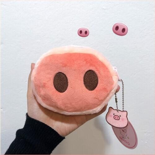 INS Cute Pig Plush Coin purse Girls Pink Plush Purse Soft Wallet Kawaii Handbag Student Card Case Korea Ins Women Clutch Bags
