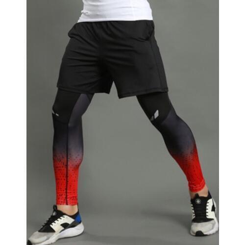 JSN201+12019 Mens Running Training Pants Sets Sports Fitness Bottom Gym Pants Suits Skinny Tights + Shorts Football Basketball