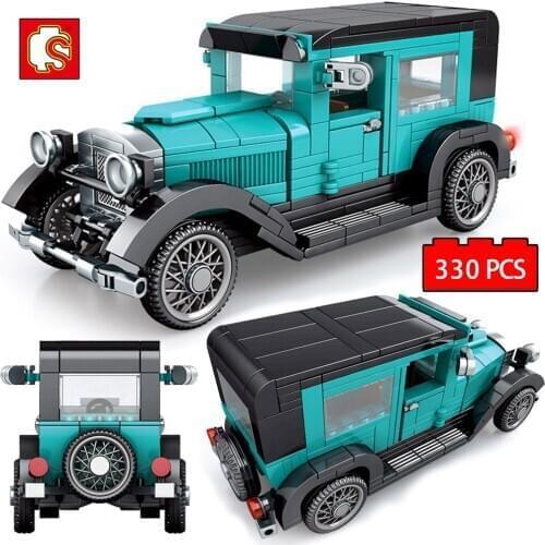 Sembo City Mechanical Classic Car Model Bricks Creator Technique Racing Vehicle Building Blocks DIY Assembly Toys For Kids Gift
