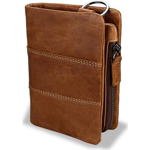 2018 Vintage Genuine Cow Leather Men Wallet Fashion Coin Pocket Zipper&Hasp Organizer Wallects High Quality Male Card ID Holder