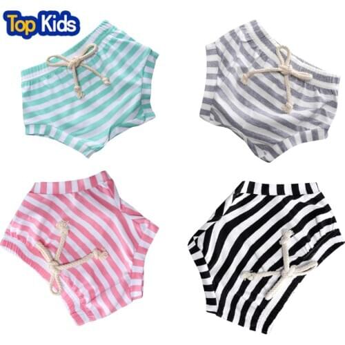 HOT Sale Newborn Baby bloomers Gray Pink Blue Black White Stripes Baby Girls Shorts Summer Trousers PP Pants 0-5T CP0300