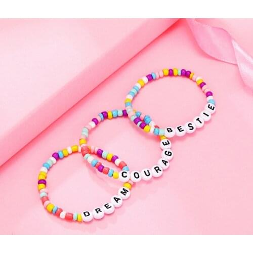 Cute Letter Beaded Bracelet for Baby Girls Multicolour Words Beads Bracelet Candy Color Sweet Children Bracelet Kids Gifts