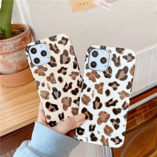 Soft IMD Silicone Case For iPhone 11 Pro Max X XR XS 7 8 Plus 12 Mini Simple leopard print Pattern Fundas Back Cover Cute
