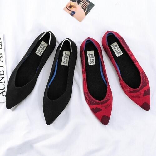 Roman hot design mixed colors pointed toe slip on mules women single shoes microfiber knitted flats femme moccasins lady CR-08