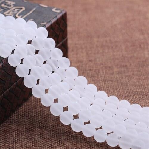 Grade AA Natural Clear Quartz Beads 6mm-12mm Frosted Round 15 Inch Strand BJ09