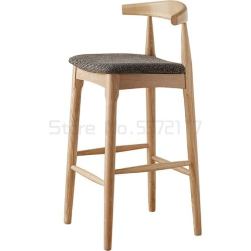 Nordic all solid wood bar chair household back bar chair simple bar stool high stool chair