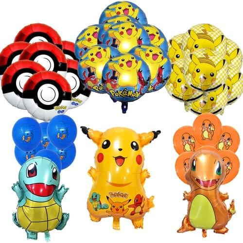 2021 New POKEMON Balloons Figure Toy Charmander Cleffa Pikachu Bulbasaur Squirtle Pocket Monster Toys Birthday Party Kid Gift
