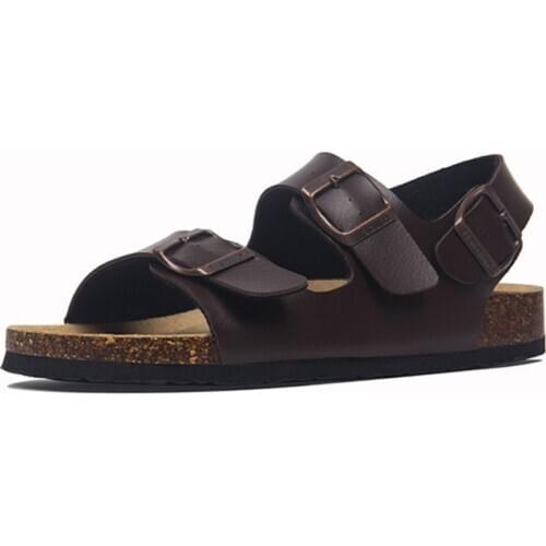2021 New Summer Beach Cork Sandals Men Casual Outside Non-slip Black White Brown Double Buckle Sandalias Shoe Plus Size 35-43 44