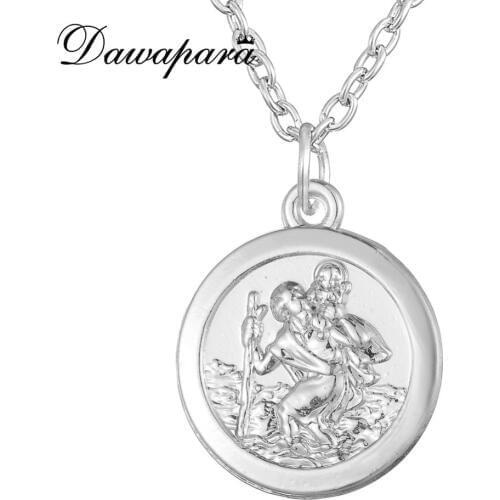 Dawapara Saint Christopher Religious Metal Necklace For Man And Women Jewelry - Available In Gold-color And Silvery New