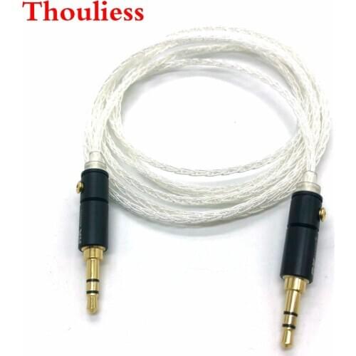 Thouliess 8 Cores Silver Plated 3.5mm to 3.5mm Stereo Male Upgrade Cable HIFI audio aux Cable