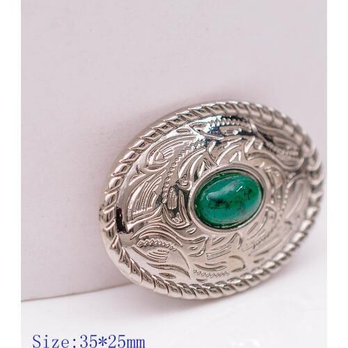 10X 35X25MM Western Bling Silver Green Turquoise Engraved Saddle Tack Belt Prairie Dust Oval Conchos