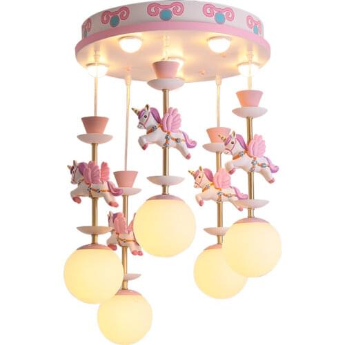 Nordic Simple Childrens Room Toy House Cartoon Pendant Lights Creative LED Boys Girls Bedroom Dreamlike Unicorn Hanging Lamp