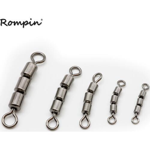 Rompin 10pcs/bag Treble Rolling Swivel 3 Sections Rolling Swivels Fishing Tackle Accessories Copper Rigging Swivels 2 4 6 8 10