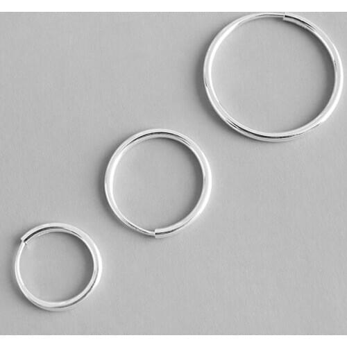 YPAY Simple Round Circle Hoop Earrings for Women Trendy Style Real S925 Sterling Silver Brinco Fine Jewelry Gifts YME126