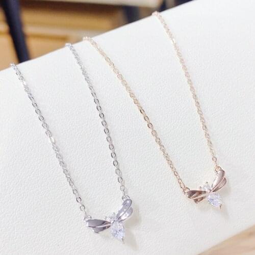 Showfay Micro Inlaid Zircon Bee Necklace for Women 2021 New Fashion Cute Animal Chain Necklace