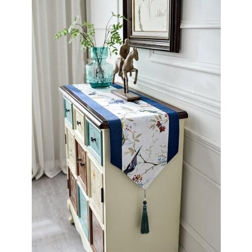 Chinese Style Table Runner Cotton Linen Table Drapes for Wedding Tablecloth TV Bench Tea Table Decor and Accessory Table Runners