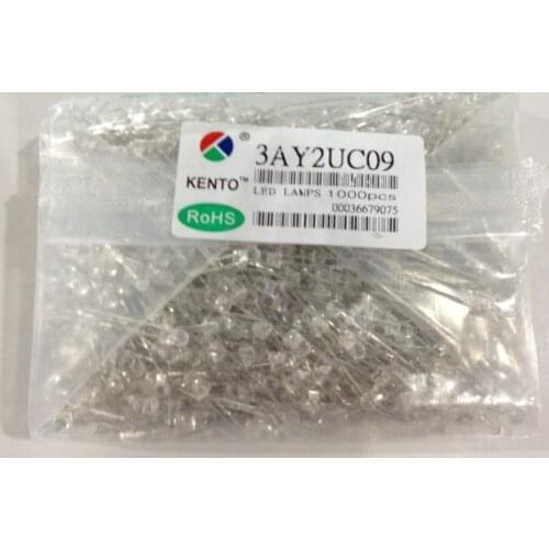 LED light emitting diode 3mm white hair yellow highlight short foot 3mm yellow light highlight 3mm transparent yellow light high