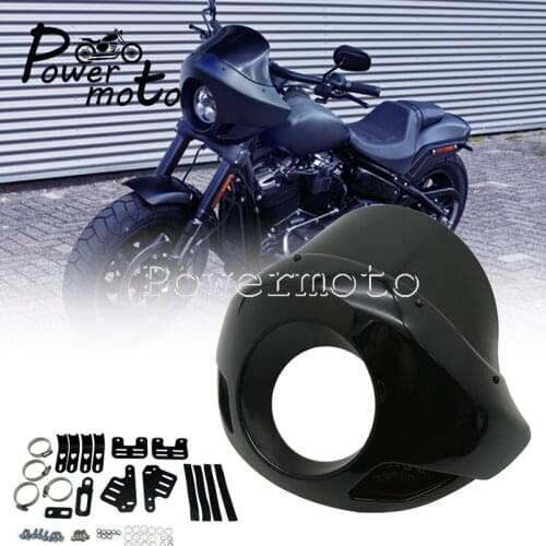 Universal Headlight Fairing Windscreen w/35mm-49mm Clamp Mounting Kit Front Running Lamp Mask Shield for Harley Dyna Touring