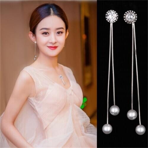 51090 Han Zhishang Korean temperament long pendant female personality creative simple daisy inlaid rhinestone ear line
