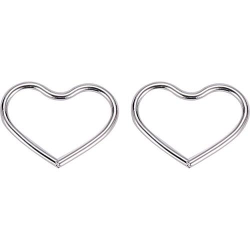 Simple Designed Metallic Line Love Heart Geometric Black Golden Silver Plated Stud Earrings For Women