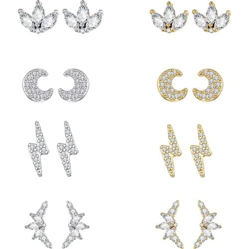 Korean style 18K Gold Filled Cubic Zircon CZ Small Stud Earrings For Women Wedding Earings Fashion Gift Jewelry