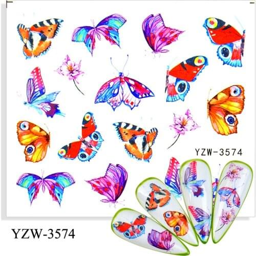 1 Sheet Colorful Nails Sticker Art Water Transfer Decal Bouquet Flower Butterfly Slider Design Nail Tattoos Wraps Decoration