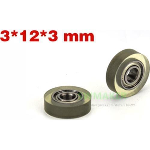 1pcs 3*10*3mm coated polyurethane PU wheel, mute and transparent, 683 bearing pulley, Printer and drawer roller wheel