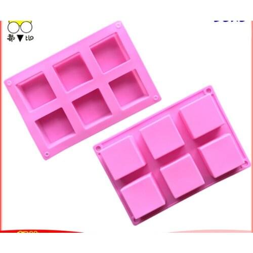 Wholesale 100pcs 6 lattice rectangular pastry molds 100ml silicone cake bakeware mold soap moulds