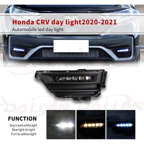 12V LED Daylights For Honda CRV CR-V 2020 2021Yellow Turning Signal Night Blue DRL Lamp Car LED Daytime Running Light Fog Lamps
