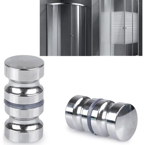 2 Pack Stainless Steel Shower Screen Round Back-to-Back Door Handle Door Knob Replacement Polished Chrome