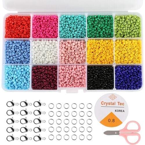 3-4MM Glass Seed Beads Belt Box Set Charm Seedbeads Spacer Beads for DIY Bracelet Necklace Jewelry Making