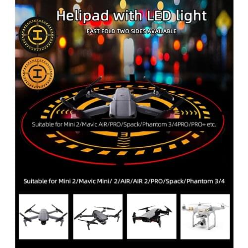 30" Portable Universal Round Drones Landing Pad with Removable LED Light for Phantom 3 4