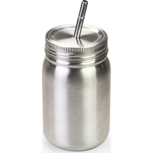 700ml Wide Mouth Mason Jar Cup Stainless Steel Drinking Straw Cup Tea Coffee Mug Water Bottle Storage Jars Tumblers with Lids