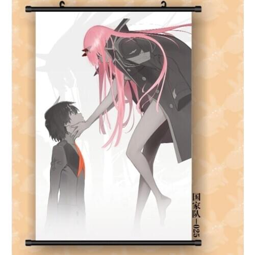 Anime Zero Two Darling in the FranXX 02 Painting Fabric Wall Scroll poster cosplay Home Decor Gifts