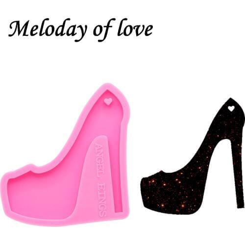 Shiny High heels molds for keychain DIY shoes model resin key keychains moulds silicone custom mold DY0150