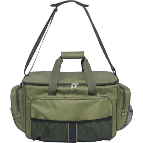 Large Fishing Lure Gear Reel Storage Bag Box Tackle Case Holdall Green