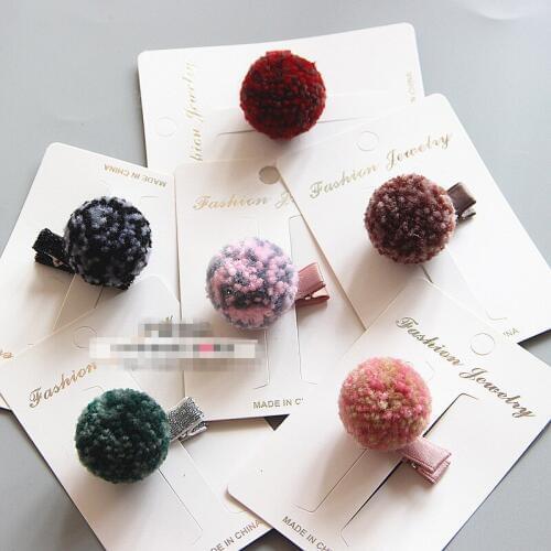 Boutique 30pcs Fashion Cute Pom Pom Ball Hairpins Solid Kawaii Color Ball Hair Clips Princess Headwear Hair Accessories